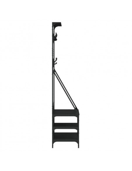 Appendiabiti con Porta Scarpe Nero 80x40x184 cm
