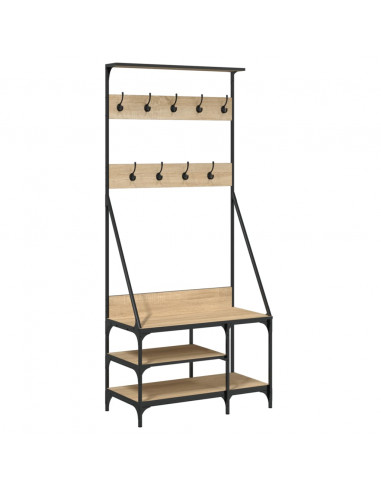 Appendiabiti con Porta Scarpe Rovere Sonoma 80x40x184 cm
