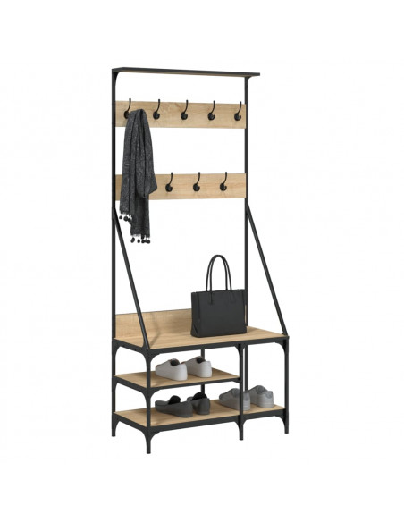 Appendiabiti con Porta Scarpe Rovere Sonoma 80x40x184 cm