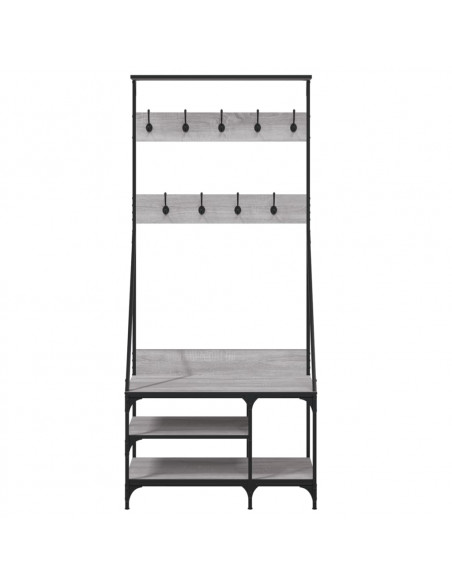 Appendiabiti con Porta Scarpe Grigio Sonoma 80x40x184 cm