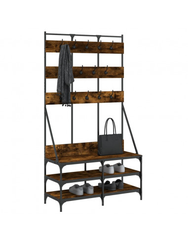 Appendiabiti con Porta Scarpe Rovere Fumo 100x40x184 cm