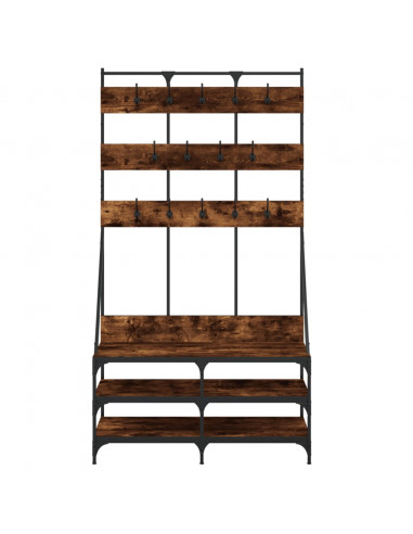 Appendiabiti con Porta Scarpe Rovere Fumo 100x40x184 cm