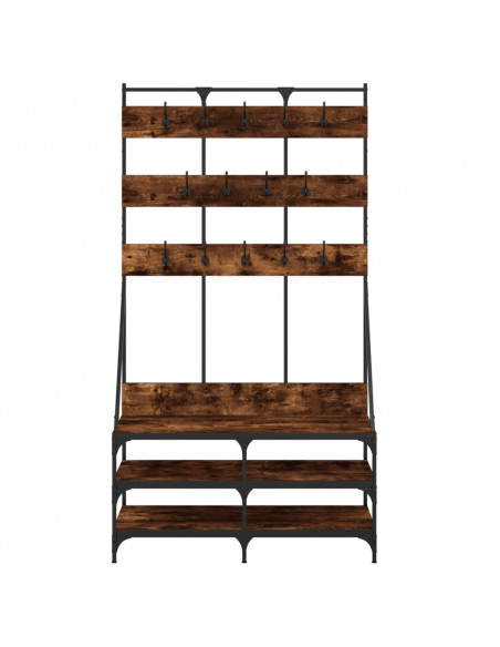 Appendiabiti con Porta Scarpe Rovere Fumo 100x40x184 cm