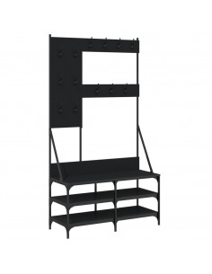 Appendiabiti con Porta Scarpe Nero 100x40x184 cm 2