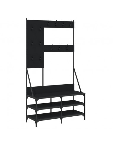 Appendiabiti con Porta Scarpe Nero 100x40x184 cm