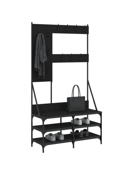 Appendiabiti con Porta Scarpe Nero 100x40x184 cm
