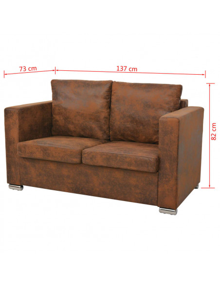 Divano a 2 Posti 137x73x82 cm in Pelle Scamosciata Artificiale