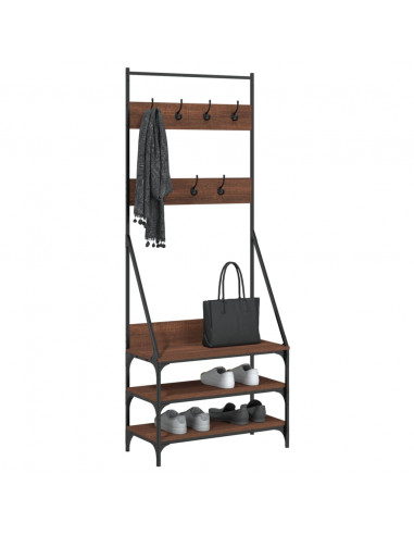 Appendiabiti con Porta Scarpe Rovere Marrone 72x34x184 cm