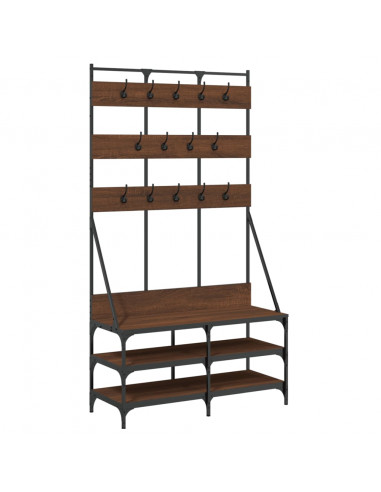 Appendiabiti con Porta Scarpe Rovere Marrone 100x40x184 cm