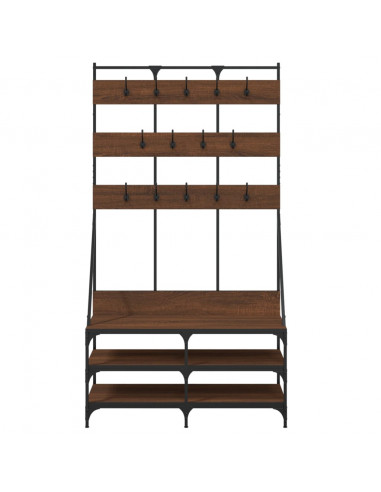 Appendiabiti con Porta Scarpe Rovere Marrone 100x40x184 cm