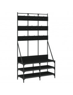 Appendiabiti con Porta Scarpe Nero 100x40x184 cm 2