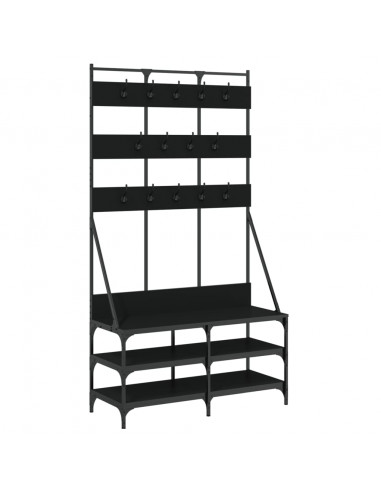 Appendiabiti con Porta Scarpe Nero 100x40x184 cm