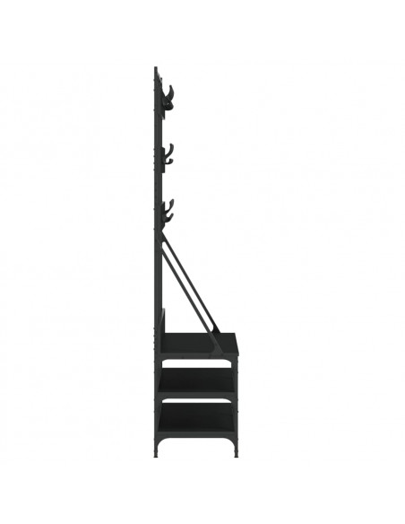 Appendiabiti con Porta Scarpe Nero 100x40x184 cm