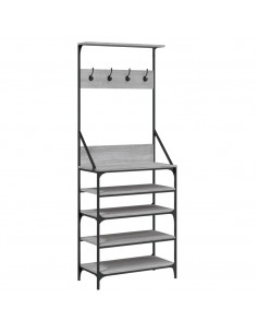 Appendiabiti con Porta Scarpe Grigio Sonoma 70x34x184 cm 2