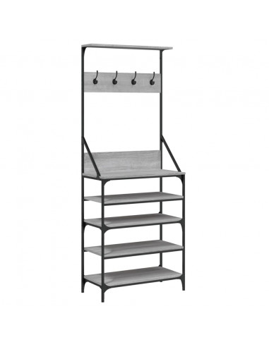 Appendiabiti con Porta Scarpe Grigio Sonoma 70x34x184 cm