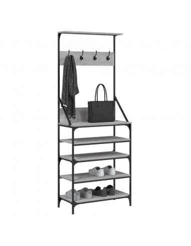 Appendiabiti con Porta Scarpe Grigio Sonoma 70x34x184 cm