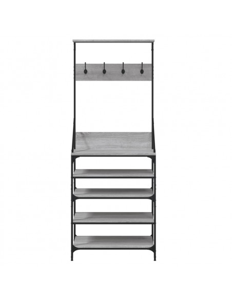 Appendiabiti con Porta Scarpe Grigio Sonoma 70x34x184 cm