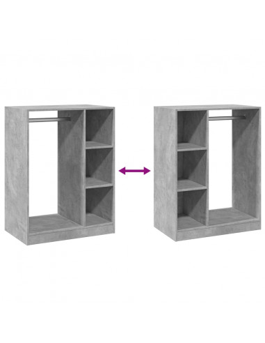 Armadio Grigio Cemento 77x48x102 cm in Legno Multistrato