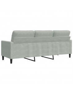 Divano a 3 Posti Grigio Chiaro 180 cm in Velluto