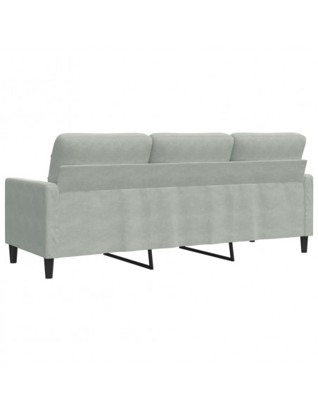 Divano a 3 Posti Grigio Chiaro 180 cm in Velluto