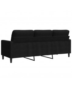 Divano a 3 Posti Nero 180 cm in Velluto