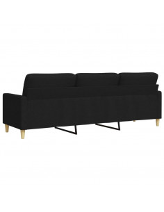 Divano a 3 Posti Nero 210 cm in Tessuto