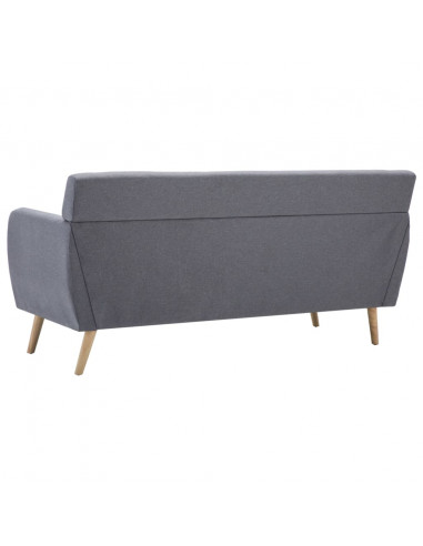 Divano a 3 Posti Rivestito in Tessuto 172x70x82cm Grigio Chiaro