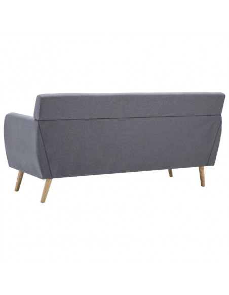 Divano a 3 Posti Rivestito in Tessuto 172x70x82cm Grigio Chiaro
