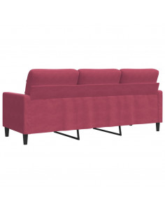 Divano a 3 Posti Rosso Vino 180 cm in Velluto