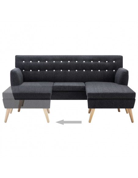 Divano a L Rivestito in Tessuto 171,5x138x81,5 cm Grigio Scuro