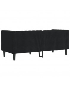 Divano Chesterfield con Rinforzi 2 Posti Nero in Velluto