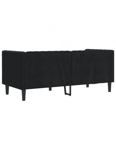Divano Chesterfield con Rinforzi 2 Posti Nero in Velluto
