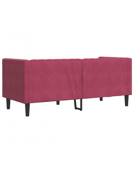 Divano Chesterfield con Rinforzi 2 Posti Rosso Vino in Velluto