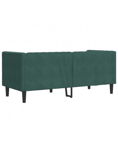 Divano Chesterfield con Rinforzi 2 Posti Verde Scuro in Velluto
