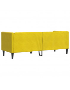 Divano Chesterfield con Rinforzi 3 Posti Giallo in Velluto