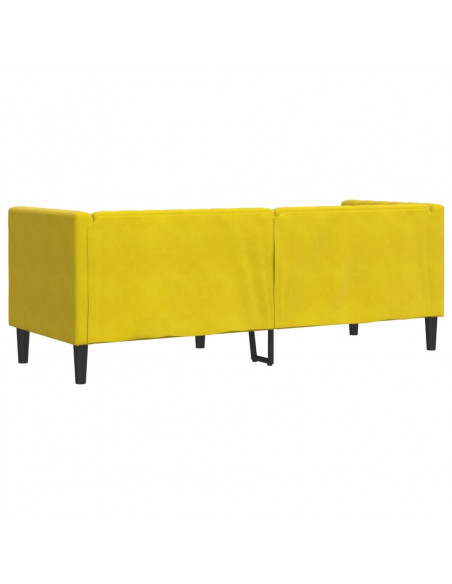 Divano Chesterfield con Rinforzi 3 Posti Giallo in Velluto