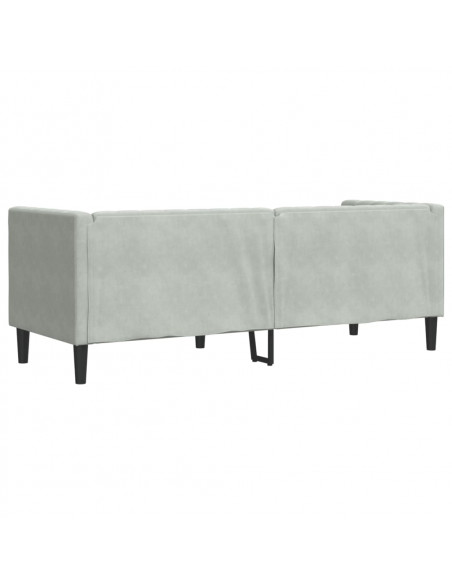Divano Chesterfield con Rinforzi 3 Posti Grigio Chiaro Velluto