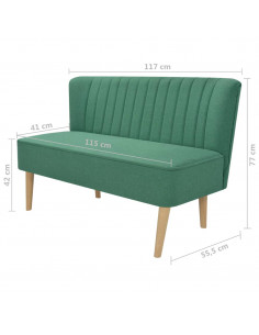 Divano in Stoffa 117x55,5x77 cm Verde