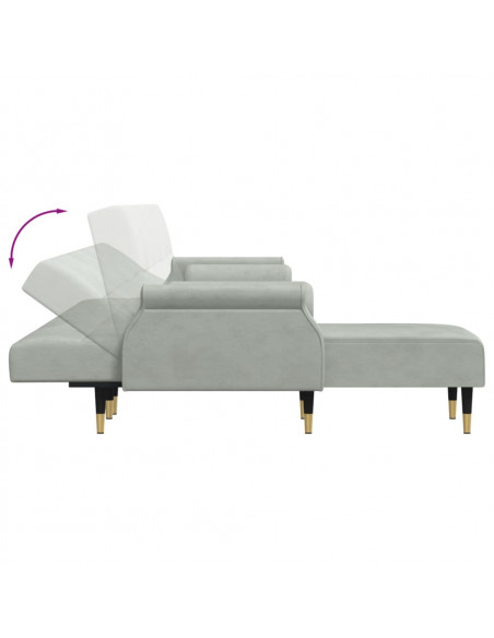 Divano Letto a L Grigio Chiaro 271x140x70 cm in Velluto