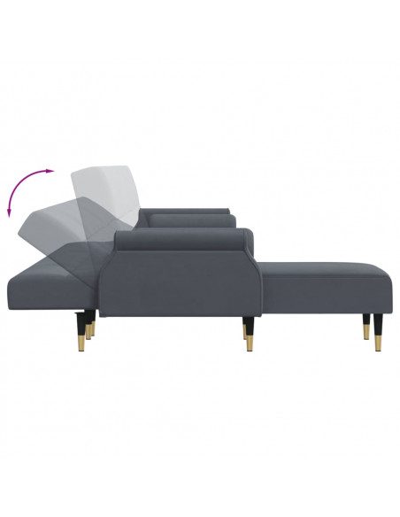 Divano Letto a L Grigio Scuro 271x140x70 cm in Velluto