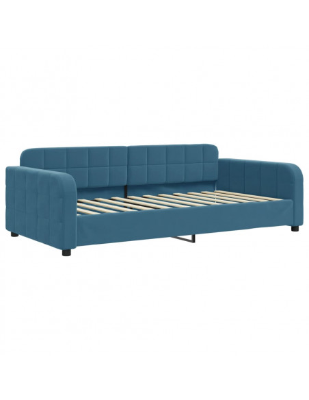 Divano Letto con Letto Estraibile Blu 90x200 cm in Velluto