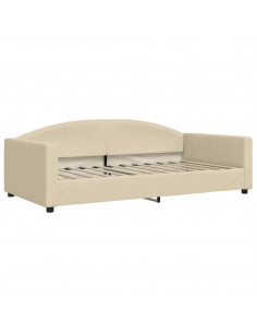 Divano Letto con Letto Estraibile Crema 100x200 cm in Tessuto