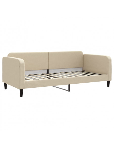 Divano Letto con Letto Estraibile Crema 90x200 cm in Tessuto