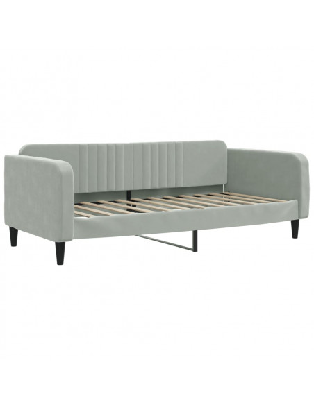 Divano Letto con Letto Estraibile Grigio Chiaro 90x200 Velluto