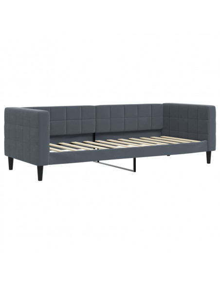 Divano Letto con Letto Estraibile Grigio Scuro 80x200cm Velluto