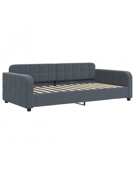 Divano Letto con Letto Estraibile Grigio Scuro 90x200cm Velluto