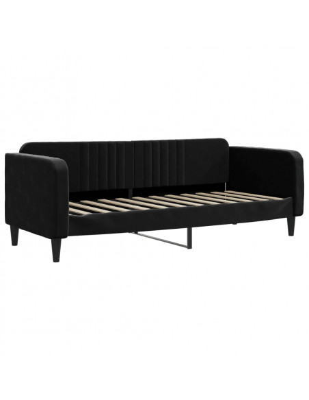Divano Letto con Letto Estraibile Nero 80x200 cm in Velluto
