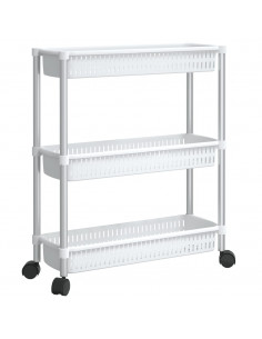 Carrello Portaoggetti a 3 Livelli Argento e Bianco in Alluminio 2