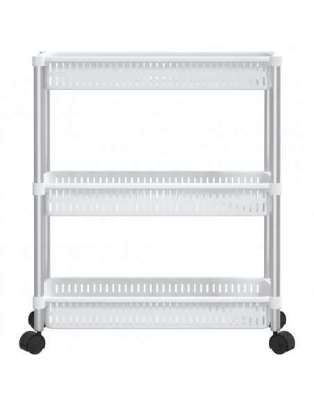 Carrello Portaoggetti a 3 Livelli Argento e Bianco in Alluminio