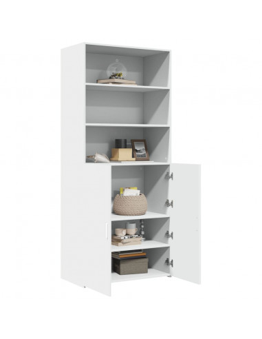 Credenza Bianca 80x42,5x185 cm in Legno Multistrato